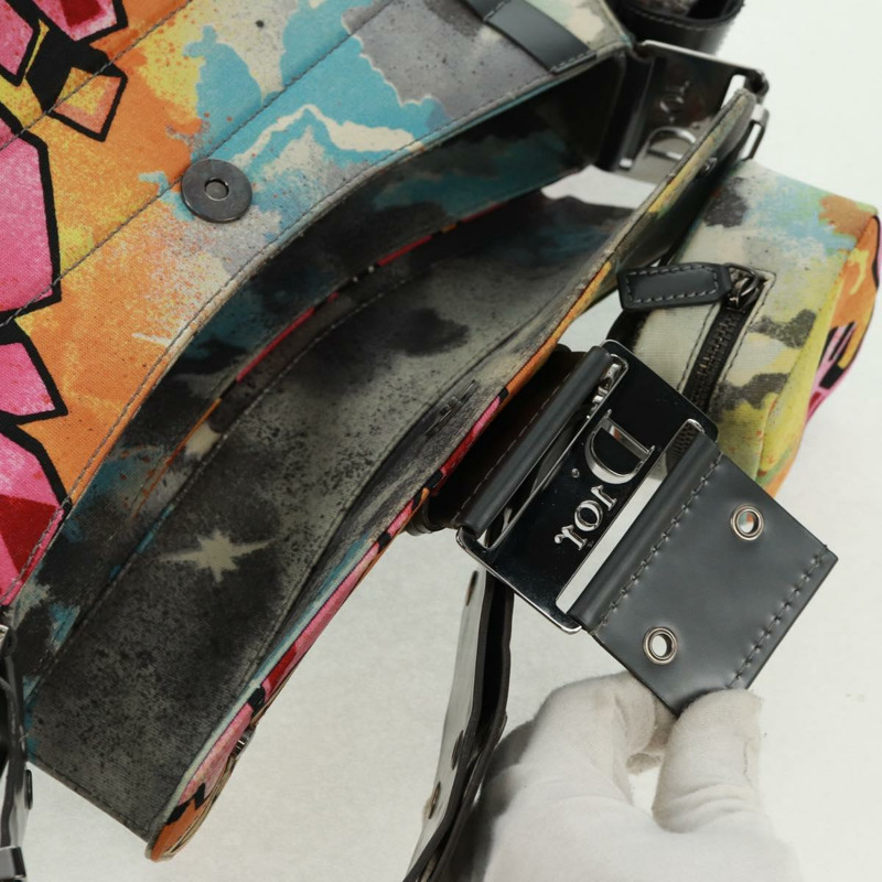 【日本直送】Christian Dior John Galliano 2024春夏系列帆布多色銀色手提包，貨號169197SM-23