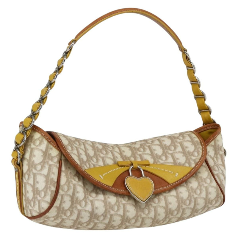 【日本直送】Christian Dior Trotter帆布浪漫鏈條包 PVC象牙銀色 正品 170012SAV-0