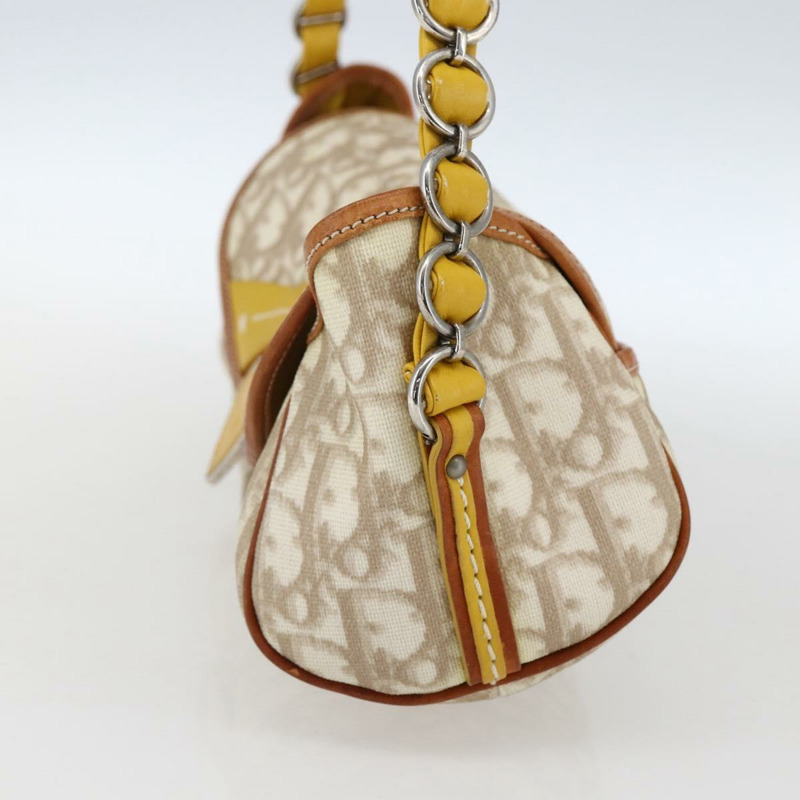 【日本直送】Christian Dior Trotter帆布浪漫鏈條包 PVC象牙銀色 正品 170012SAV-3
