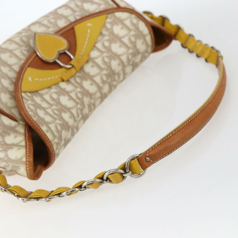 【日本直送】Christian Dior Trotter帆布浪漫鏈條包 PVC象牙銀色 正品 170012SAV-6