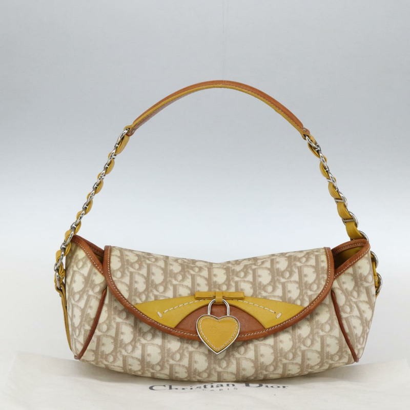 【日本直送】Christian Dior Trotter帆布浪漫鏈條包 PVC象牙銀色 正品 170012SAV-11