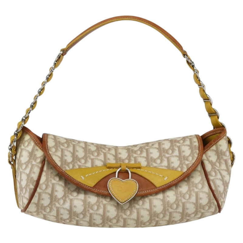 【日本直送】Christian Dior Trotter帆布浪漫鏈條包 PVC象牙銀色 正品 170012SAV-12