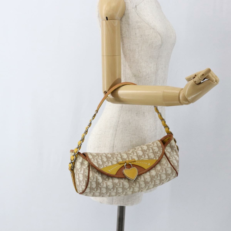 【日本直送】Christian Dior Trotter帆布浪漫鏈條包 PVC象牙銀色 正品 170012SAV-22