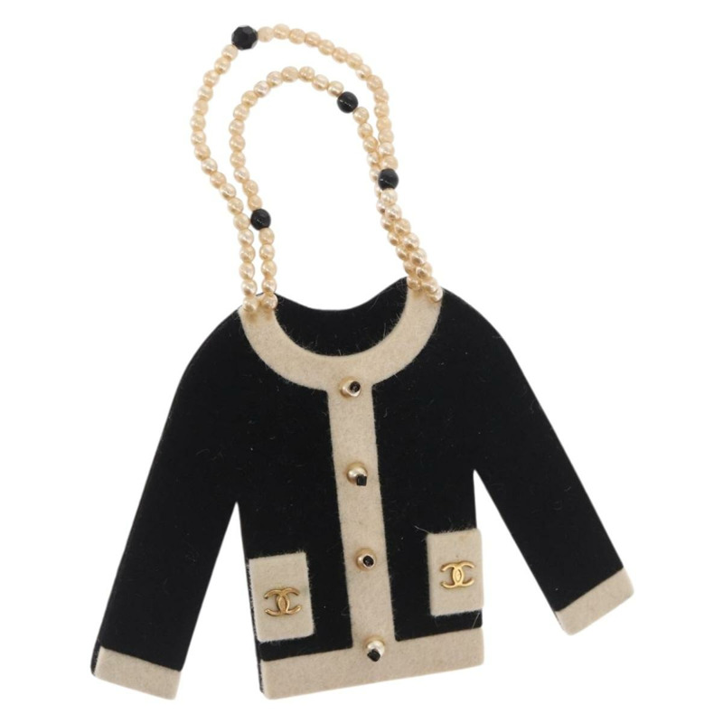 【日本直送】香奈兒 (CHANEL) 黑色天鵝絨夾克圖案胸針，CC標誌，正品編號170024V-0