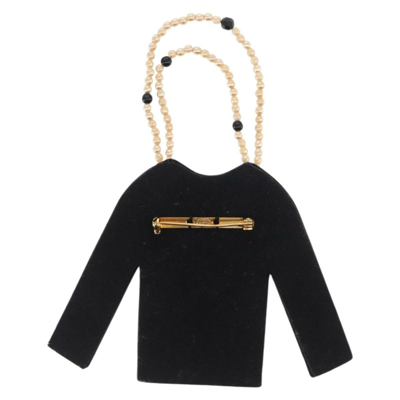 【日本直送】香奈兒 (CHANEL) 黑色天鵝絨夾克圖案胸針，CC標誌，正品編號170024V-1