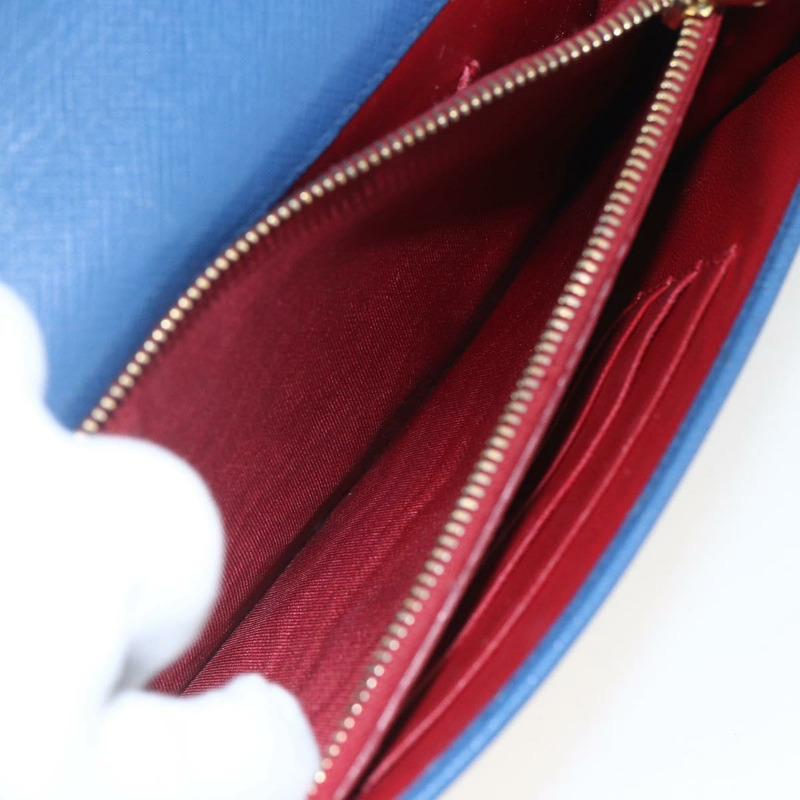 【日本直送】PRADA 鏈條皮夾單肩包 皮革 藍色 金色 正品 ka1886V-22