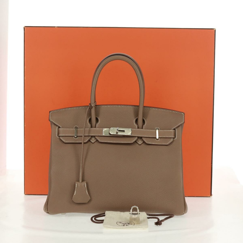 【日本直送】愛馬仕 Birkin 30 手提包，銀色 Etope 皮革，正品 SW2129SM-11
