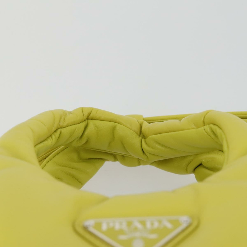 【日本直送】PRADA 手提包 皮革 兩用 黃色 銀色 正品 169032SAM-9