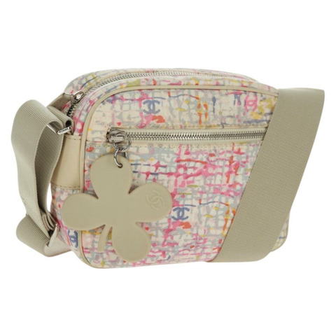 香奈兒帆布多色銀色雙C單背包 Auth 159826V