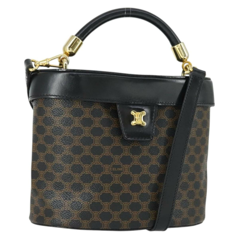 【日本直送】CELINE Macadam帆布手提包 PVC皮革 2way 黑色金色 Auth 163425V-0