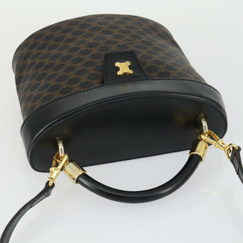 【日本直送】CELINE Macadam帆布手提包 PVC皮革 2way 黑色金色 Auth 163425V-5