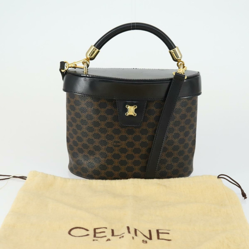 【日本直送】CELINE Macadam帆布手提包 PVC皮革 2way 黑色金色 Auth 163425V-11