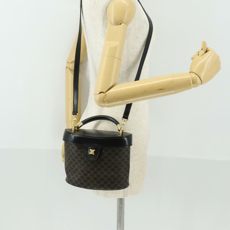 【日本直送】CELINE Macadam帆布手提包 PVC皮革 2way 黑色金色 Auth 163425V-24