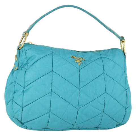 PRADA 尼龍藍金肩包 正品 169057V