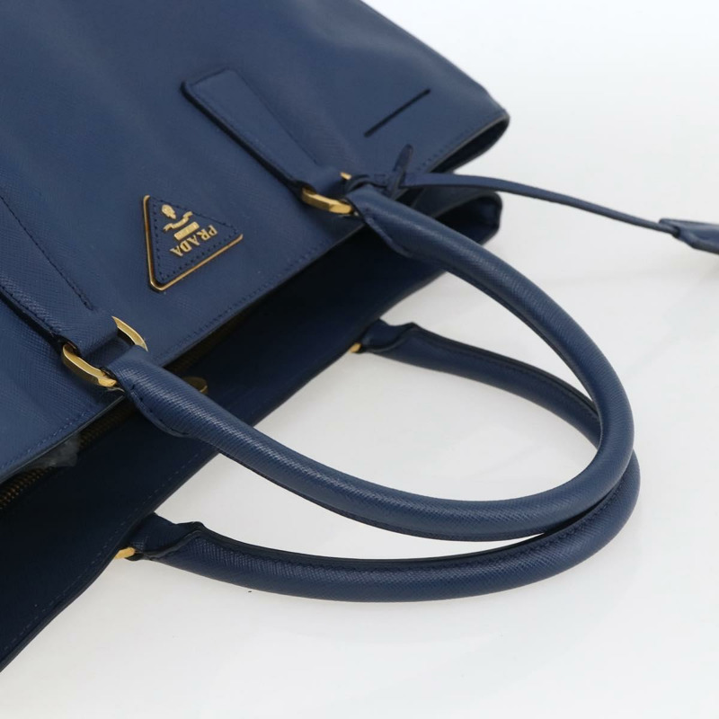 【日本直送】PRADA 手提包 Safiano 皮革 藍色 金色 Auth bs33165-6
