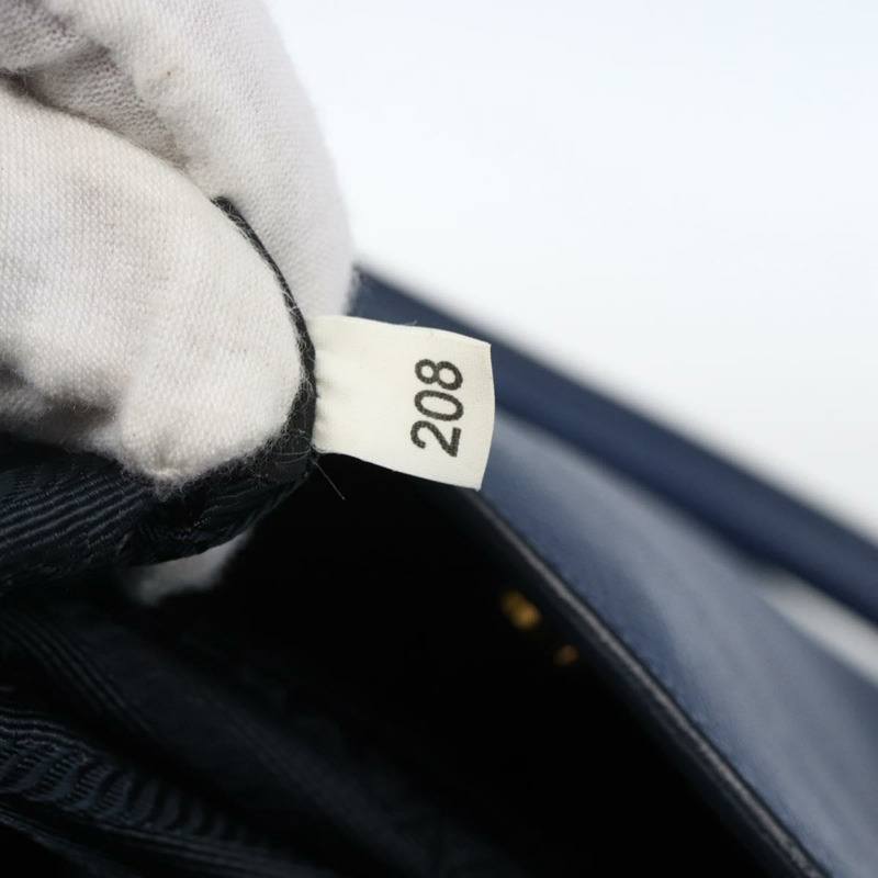 【日本直送】PRADA 手提包 Safiano 皮革 藍色 金色 Auth bs33165-11