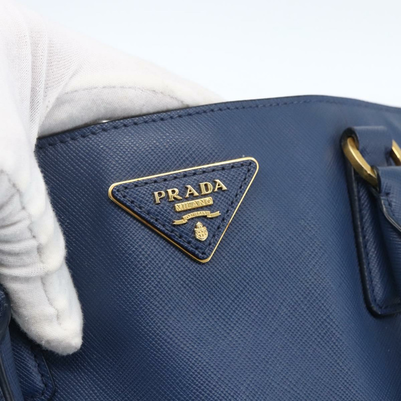 【日本直送】PRADA 手提包 Safiano 皮革 藍色 金色 Auth bs33165-16