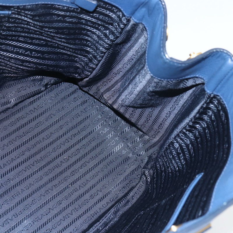 【日本直送】PRADA 手提包 Safiano 皮革 藍色 金色 Auth bs33165-19