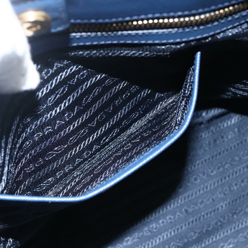 【日本直送】PRADA 手提包 Safiano 皮革 藍色 金色 Auth bs33165-21