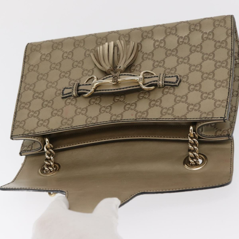 【日本直送】GUCCI GG帆布 Guccissima 鏈條馬銜扣包 皮革 米色 295402 正品 169035-9