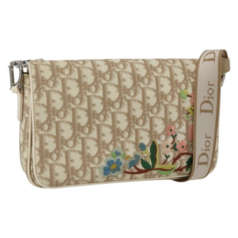 【日本直送】Christian Dior Trotter帆布肩背包 米色 銀色 正品 ep13144-0