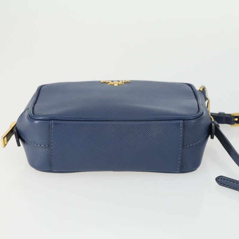 【日本直送】PRADA 單肩包 Safiano 皮革 海軍藍 金色 正品 ka2068V-4