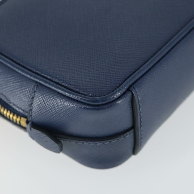 【日本直送】PRADA 單肩包 Safiano 皮革 海軍藍 金色 正品 ka2068V-16