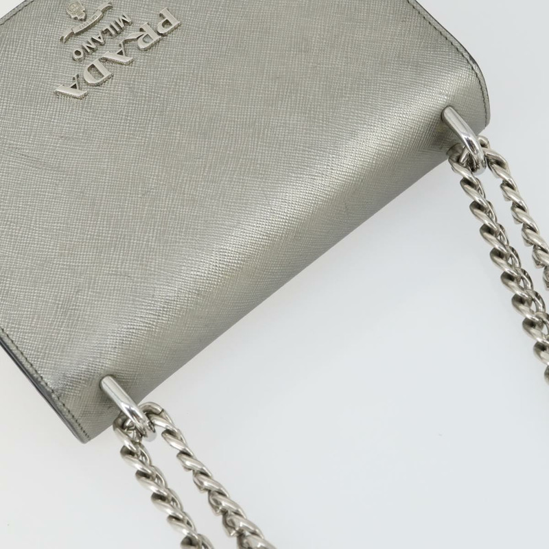 【日本直送】PRADA 銀色 Safiano 皮革單肩包 正品 ka2032V-5