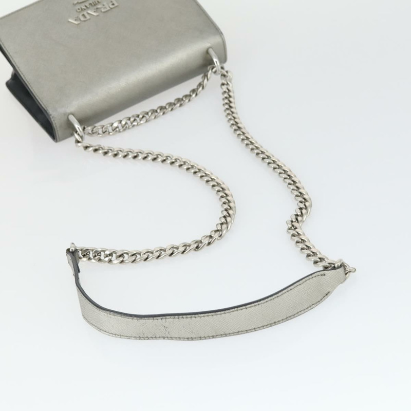 【日本直送】PRADA 銀色 Safiano 皮革單肩包 正品 ka2032V-6