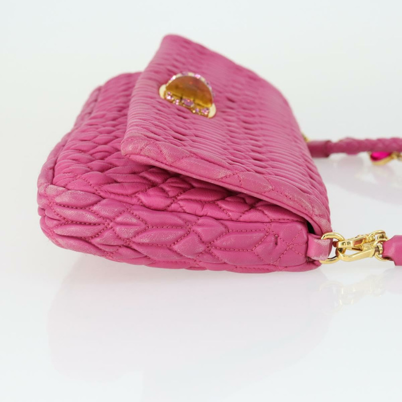 【日本直送】Miu Miu Matelasse 鏈條單肩包 皮革 2way 粉紅金配色 正品 ka2027V-2