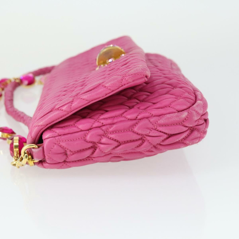 【日本直送】Miu Miu Matelasse 鏈條單肩包 皮革 2way 粉紅金配色 正品 ka2027V-3