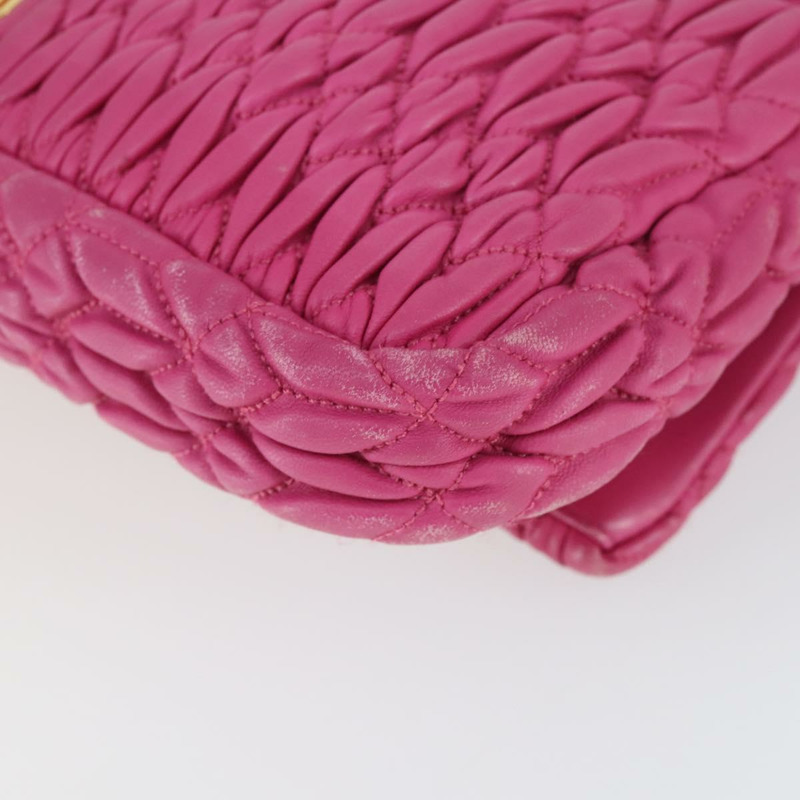 【日本直送】Miu Miu Matelasse 鏈條單肩包 皮革 2way 粉紅金配色 正品 ka2027V-16