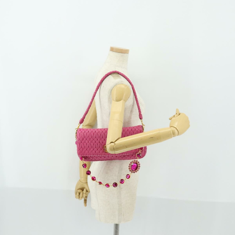 【日本直送】Miu Miu Matelasse 鏈條單肩包 皮革 2way 粉紅金配色 正品 ka2027V-26