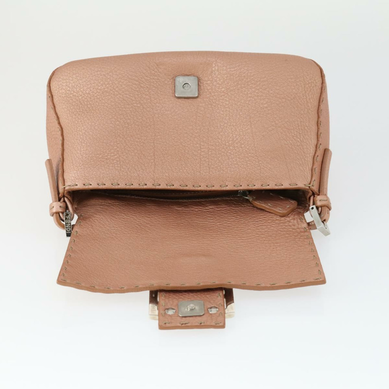 【日本直送】FENDI Selleria Mamma Baguette 單肩包 皮革 粉紅色 銀色 正品 ka2031SAV-18