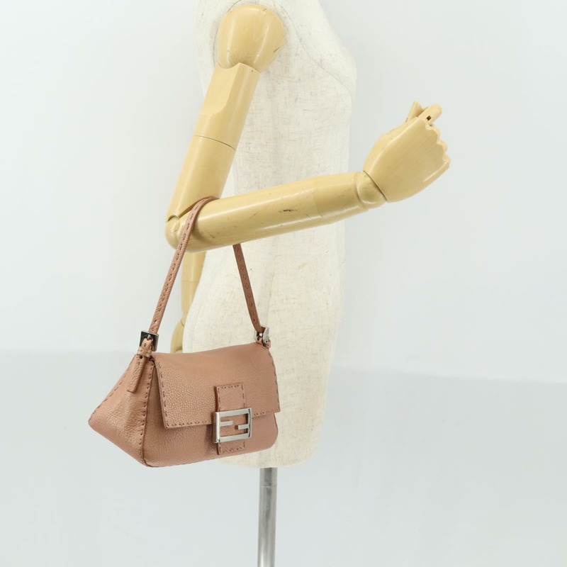【日本直送】FENDI Selleria Mamma Baguette 單肩包 皮革 粉紅色 銀色 正品 ka2031SAV-24