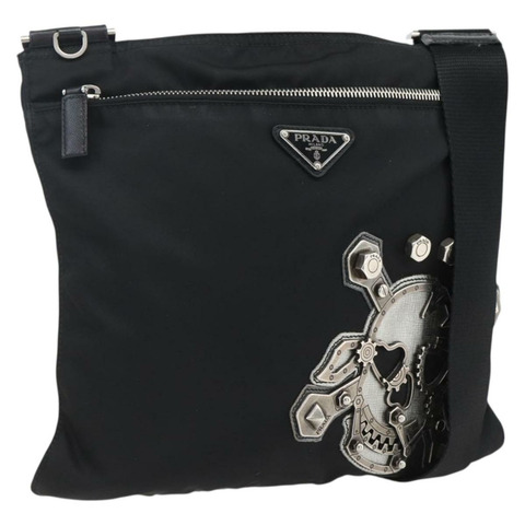 PRADA 單肩包 尼龍 黑色 銀色 正品 ep13306V