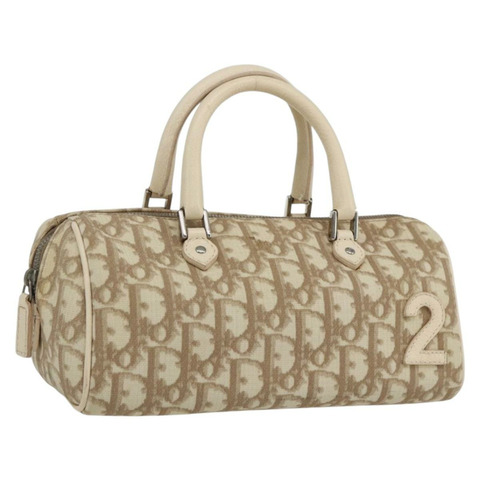 Christian Dior Trotter帆布手提包 PVC 米色銀色 正品 170126V