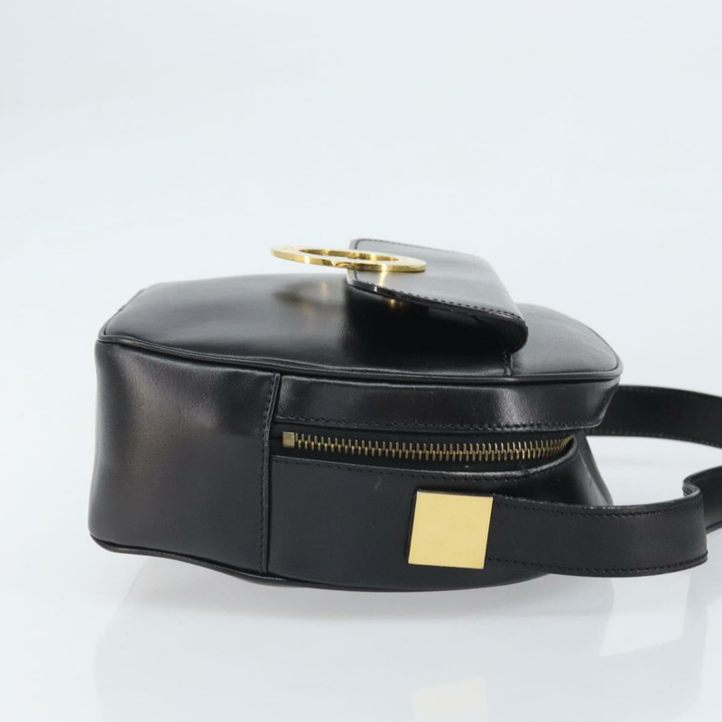 【日本直送】CELINE 圓背包，黑色皮革，金色，正品 171411V-2