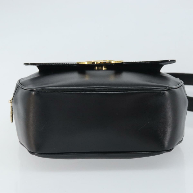 【日本直送】CELINE 圓背包，黑色皮革，金色，正品 171411V-4