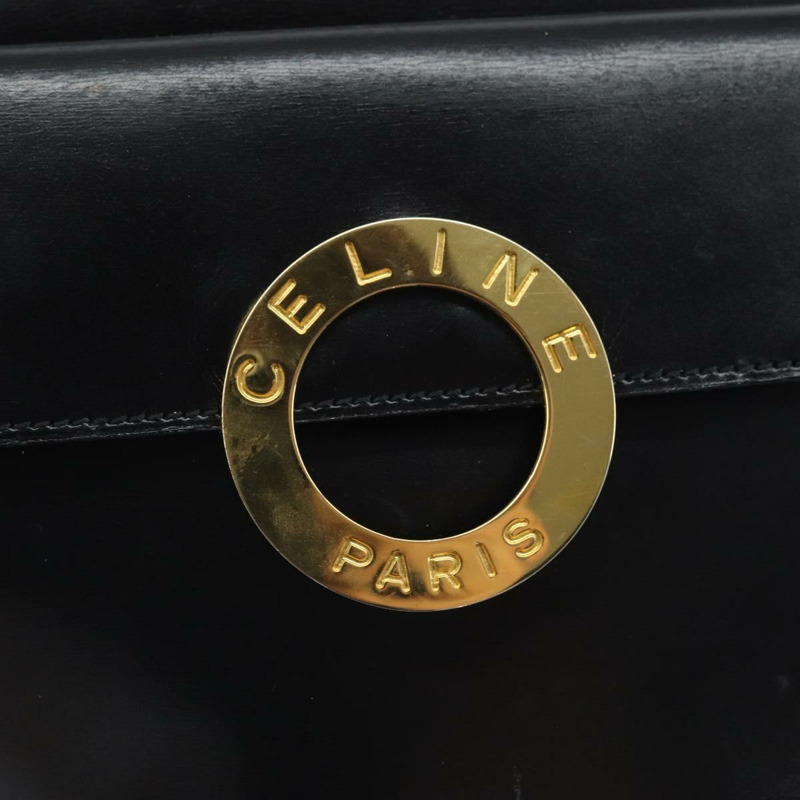 【日本直送】CELINE 圓背包，黑色皮革，金色，正品 171411V-17
