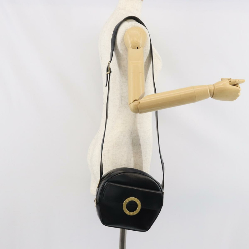 【日本直送】CELINE 圓背包，黑色皮革，金色，正品 171411V-24