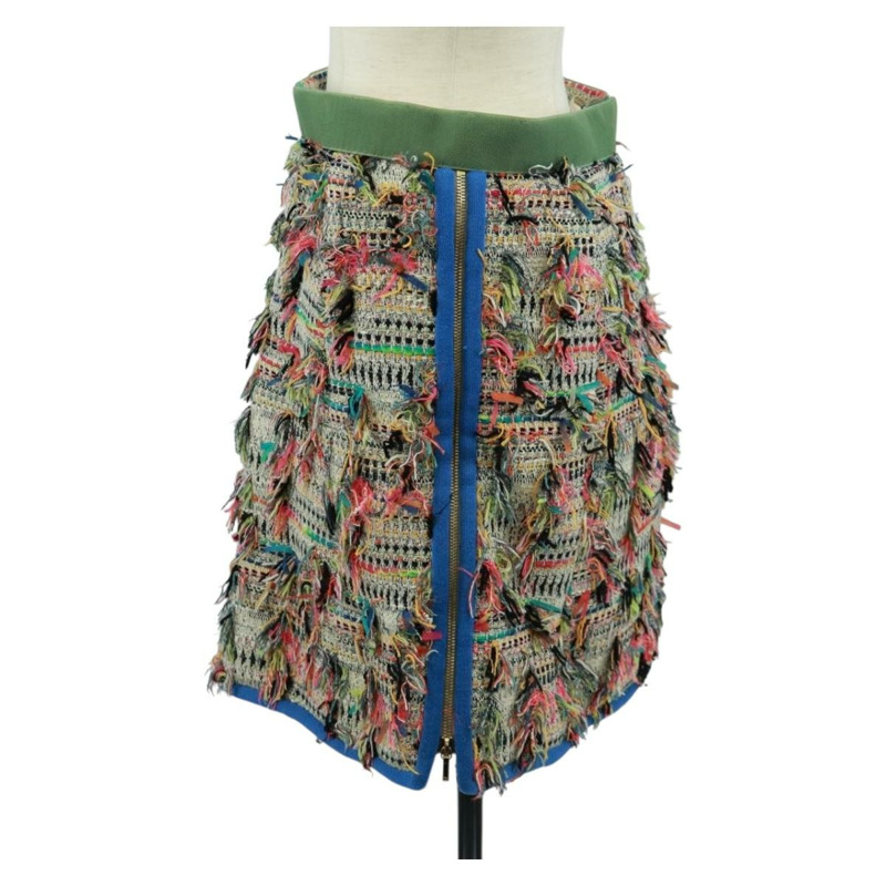 【日本直送】香奈兒斜紋軟呢多色半身裙 CC Auth 170807V-2