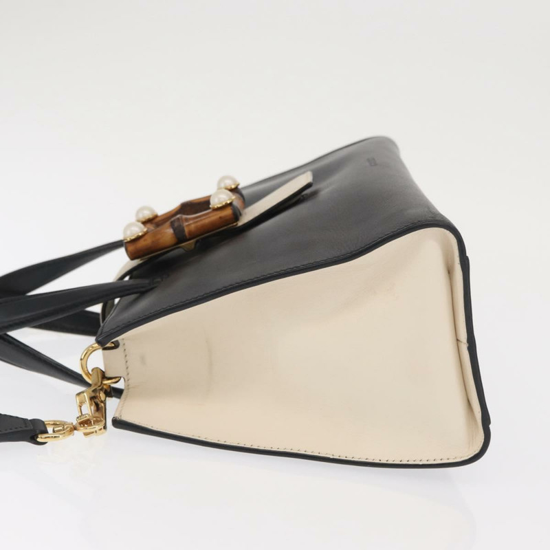 【日本直送】GUCCI Bamboo Sherry Line Nim Fair 皮革雙肩包 黑色 金色 453756 正品 169607-3