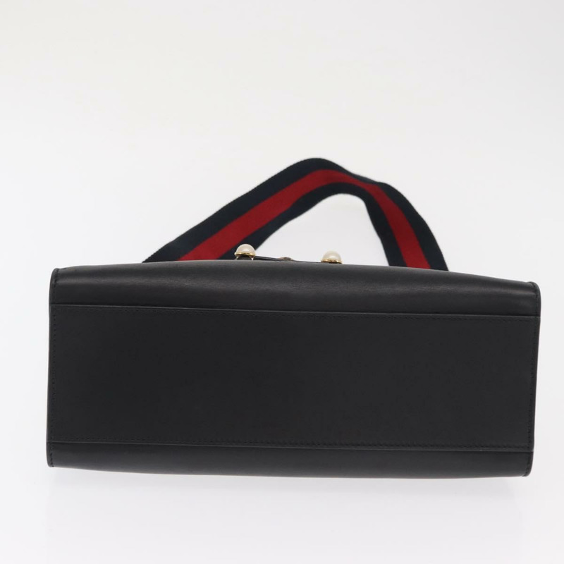 【日本直送】GUCCI Bamboo Sherry Line Nim Fair 皮革雙肩包 黑色 金色 453756 正品 169607-4