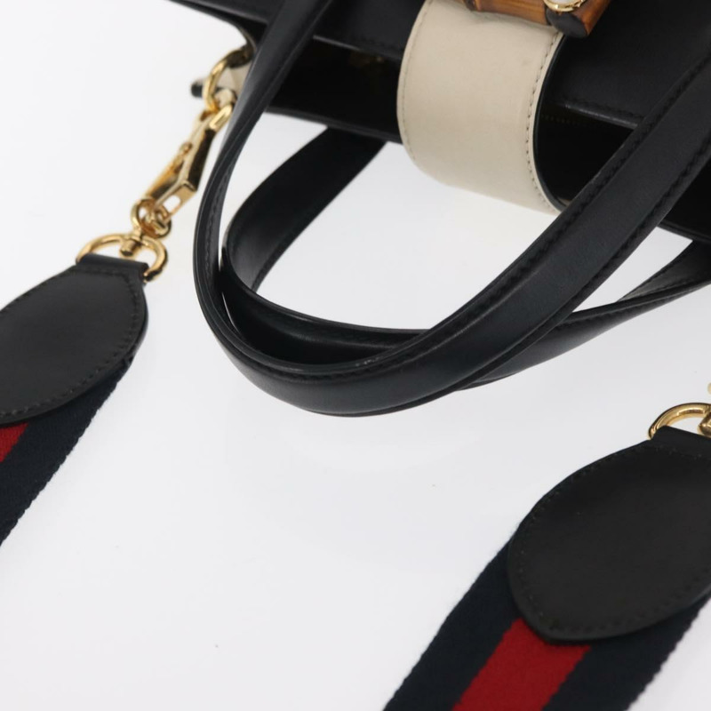 【日本直送】GUCCI Bamboo Sherry Line Nim Fair 皮革雙肩包 黑色 金色 453756 正品 169607-6