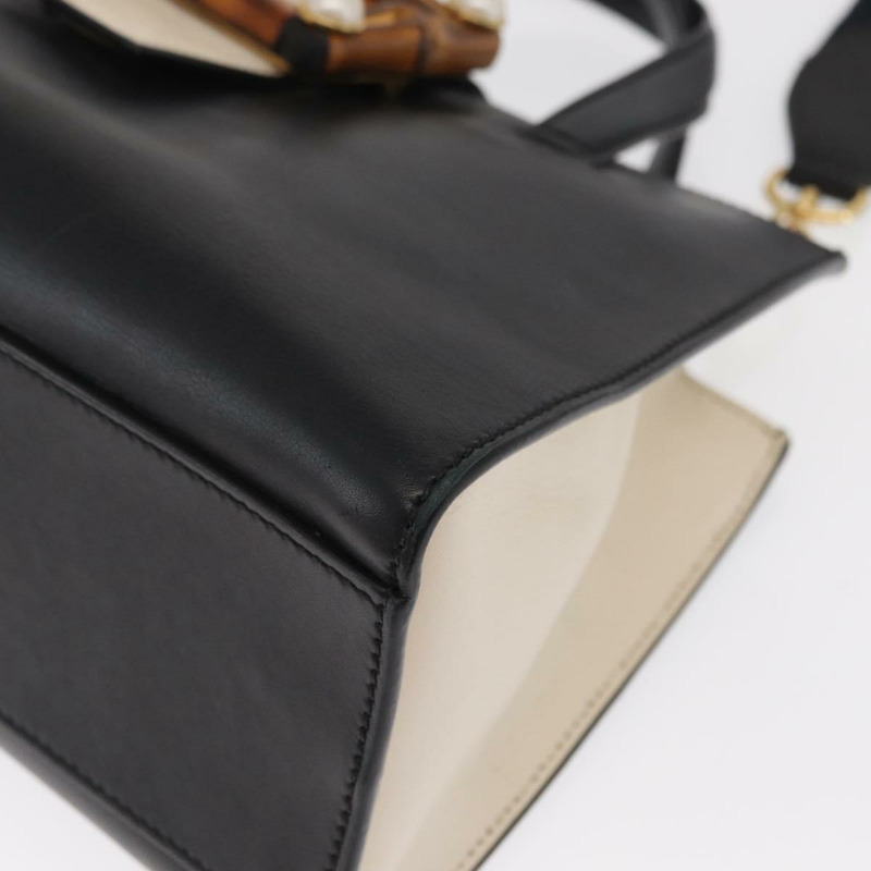 【日本直送】GUCCI Bamboo Sherry Line Nim Fair 皮革雙肩包 黑色 金色 453756 正品 169607-14