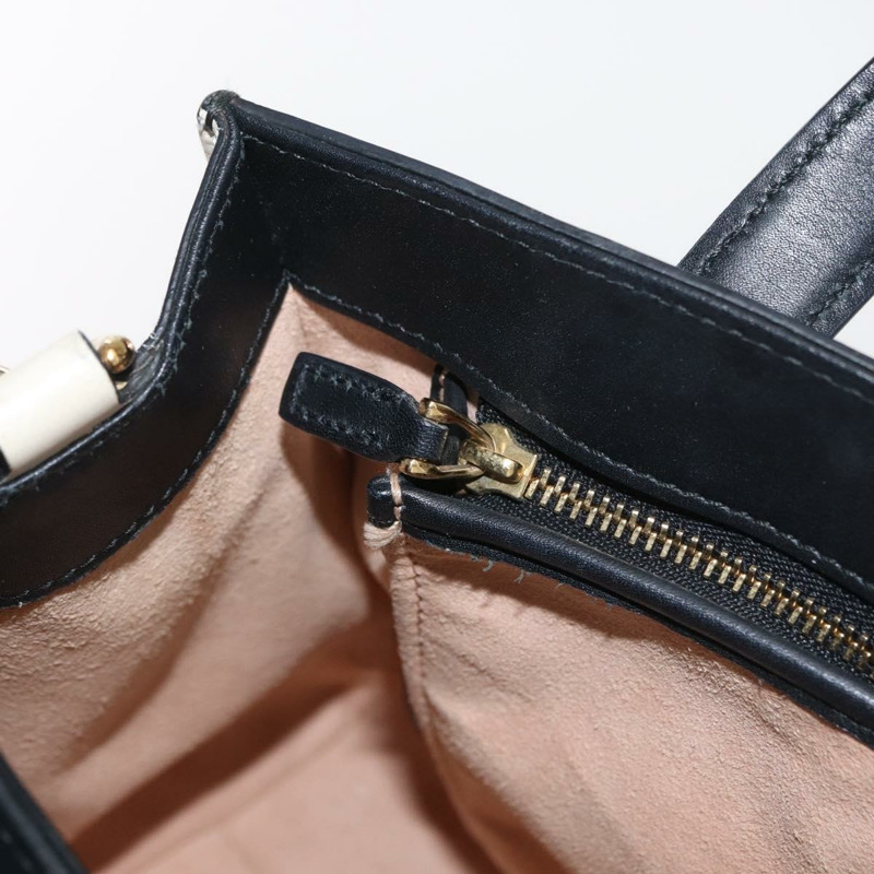 【日本直送】GUCCI Bamboo Sherry Line Nim Fair 皮革雙肩包 黑色 金色 453756 正品 169607-21