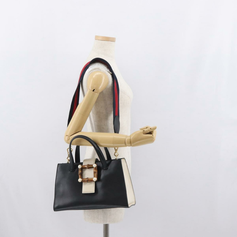 【日本直送】GUCCI Bamboo Sherry Line Nim Fair 皮革雙肩包 黑色 金色 453756 正品 169607-23