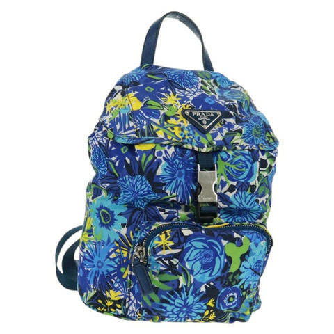 PRADA 雙肩包 尼龍 淺藍色 銀色 正品 169566V