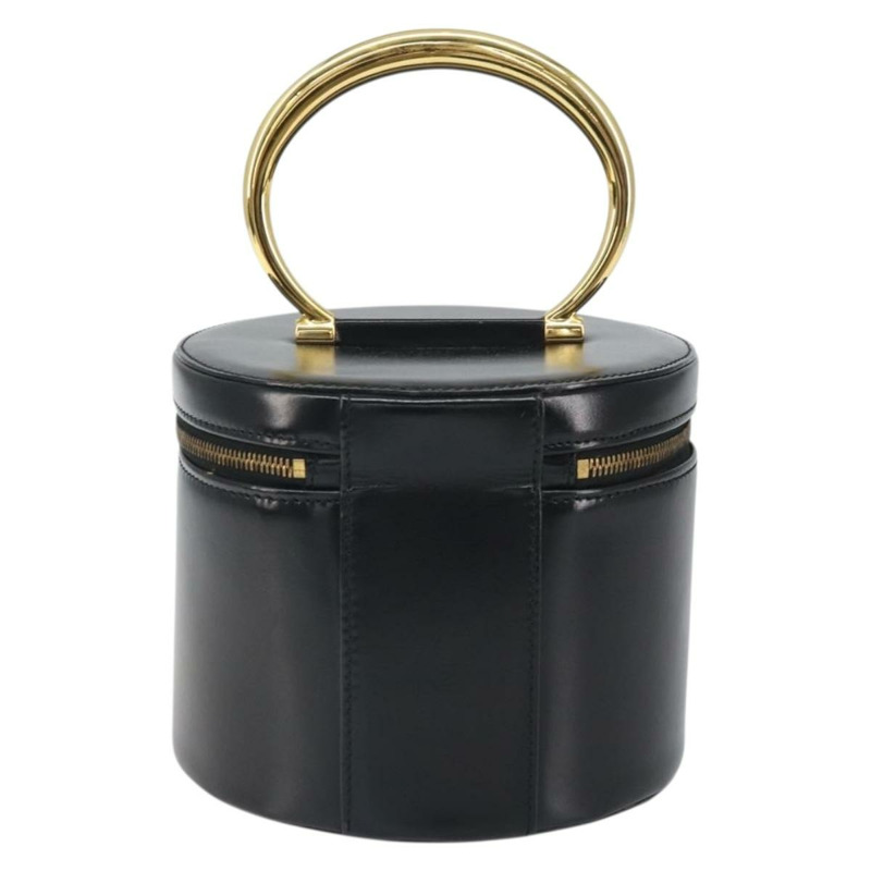 【日本直送】CELINE Vanity 手提包，黑色皮革，金色，正品，貨號 169907V-1